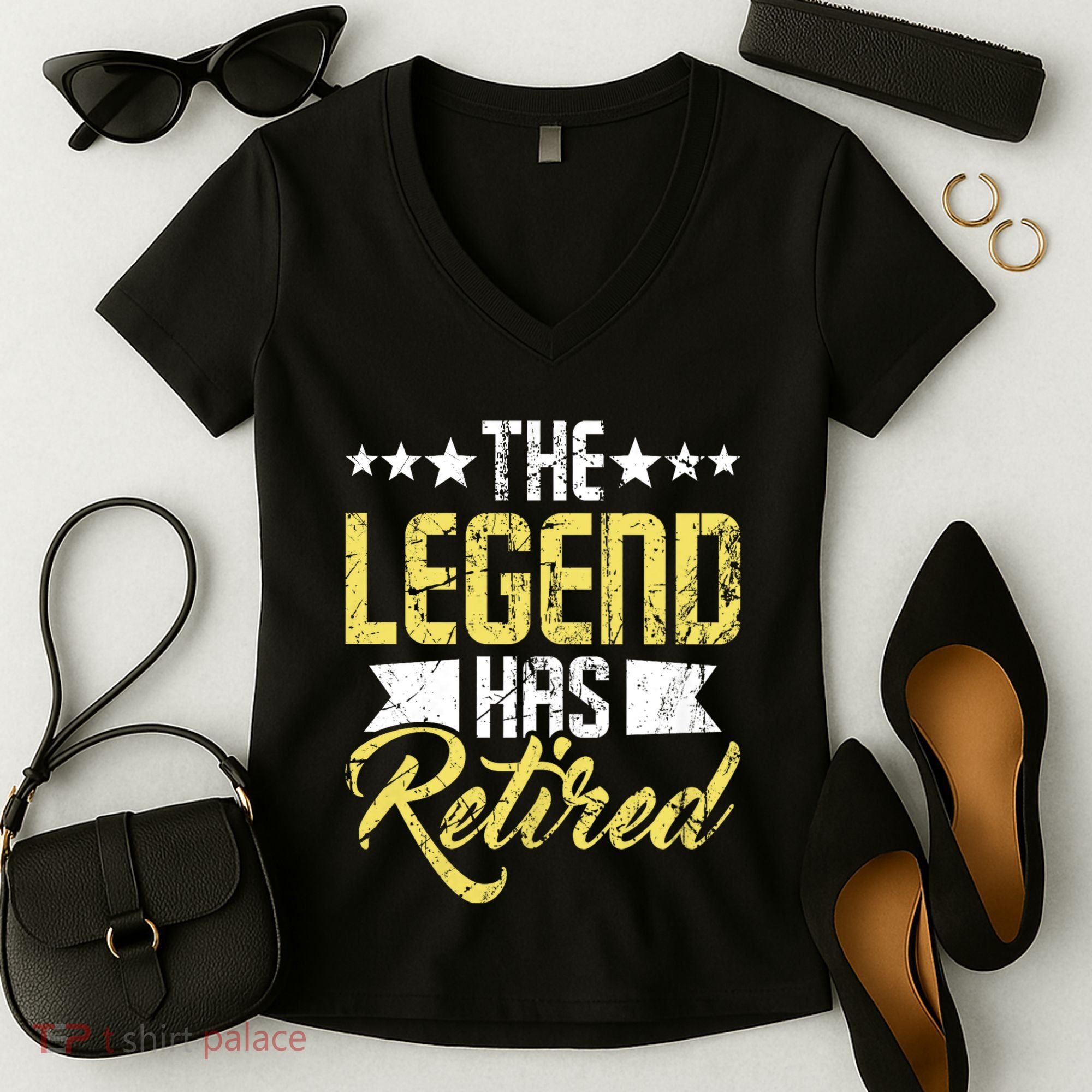 The Legend Has Retired Retirement Retiree Pension Retiring Women's V-Neck T-Shirt