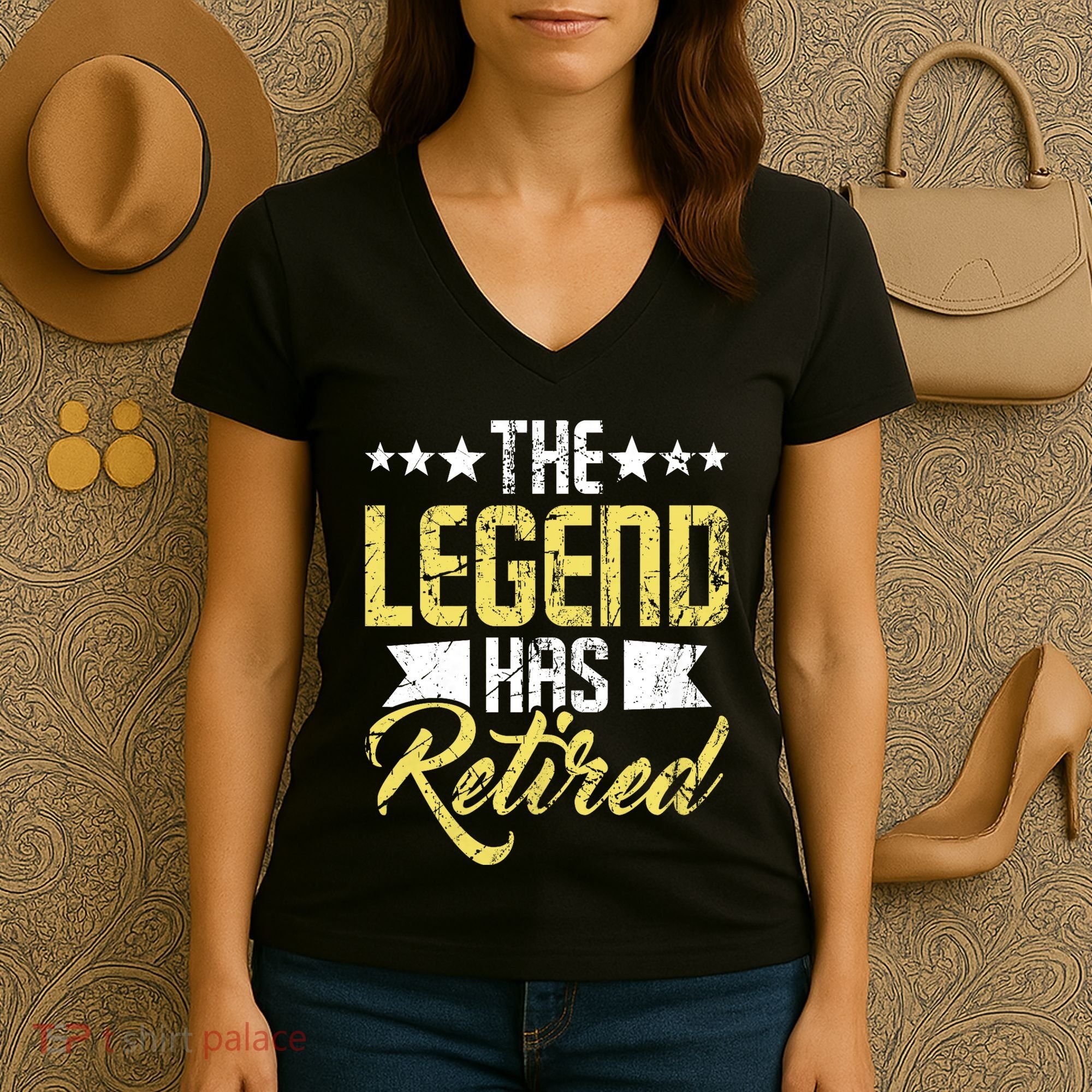 The Legend Has Retired Retirement Retiree Pension Retiring Women's V-Neck T-Shirt