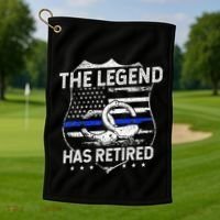 The Legend Has Retired Police Officer Retirement Gift Golf Towel thumb 1