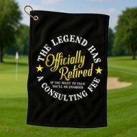 The Legend Has Officially Retired Funny Retirement Men Golf Towel thumb 1