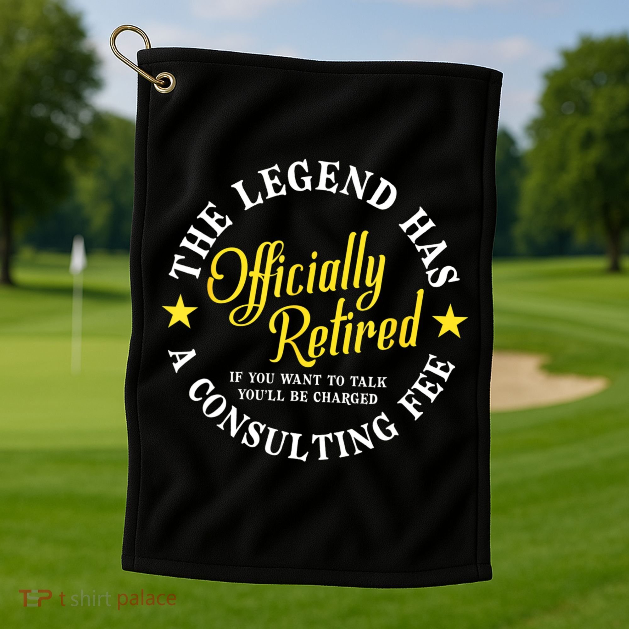 The Legend Has Officially Retired Funny Retirement Men Golf Towel