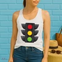 Traffic Light Halloween Costume Stop Go Green Yellow Red Women's Tank Top thumb 2