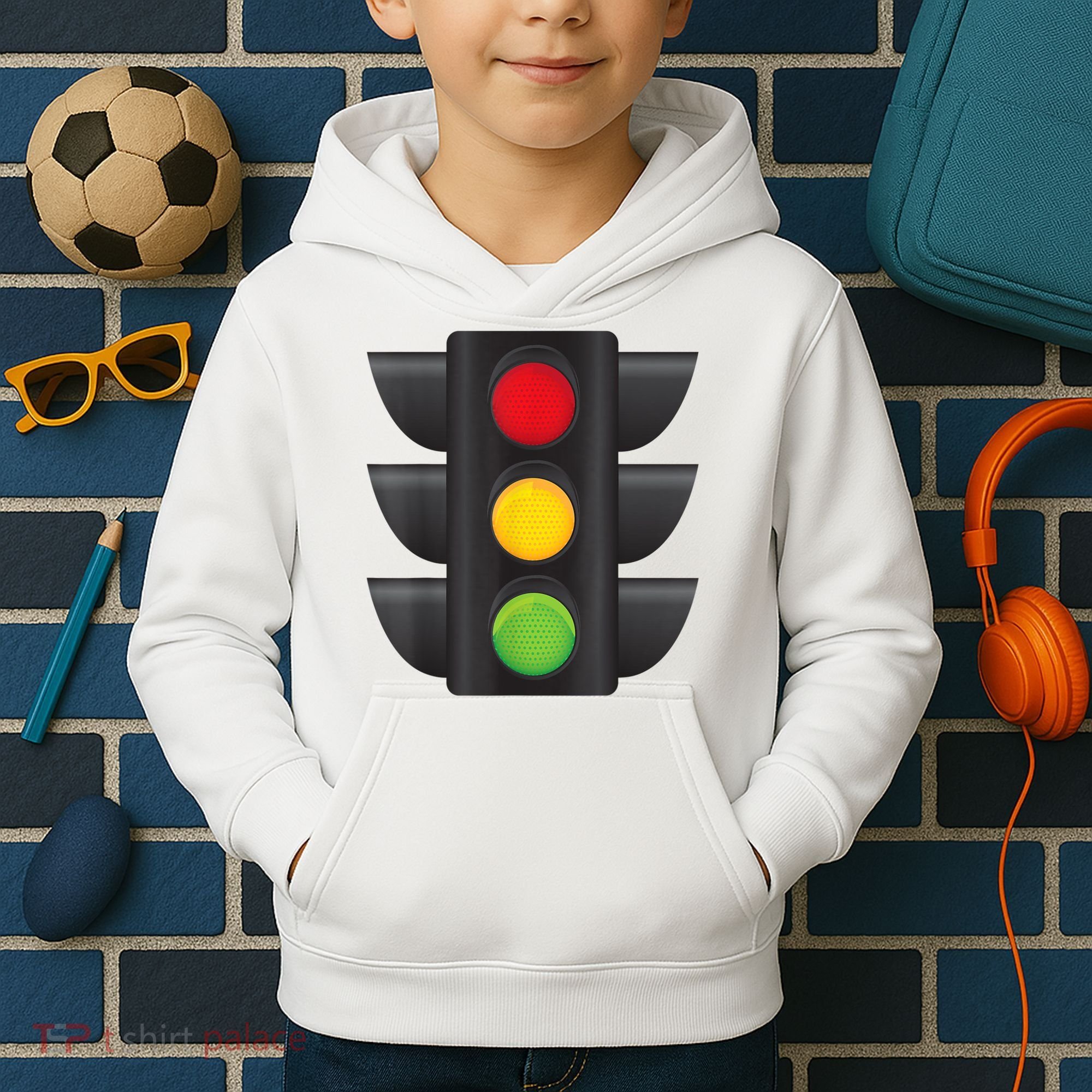 Traffic Light Halloween Costume Stop Go Green Yellow Red Kids Hoodie