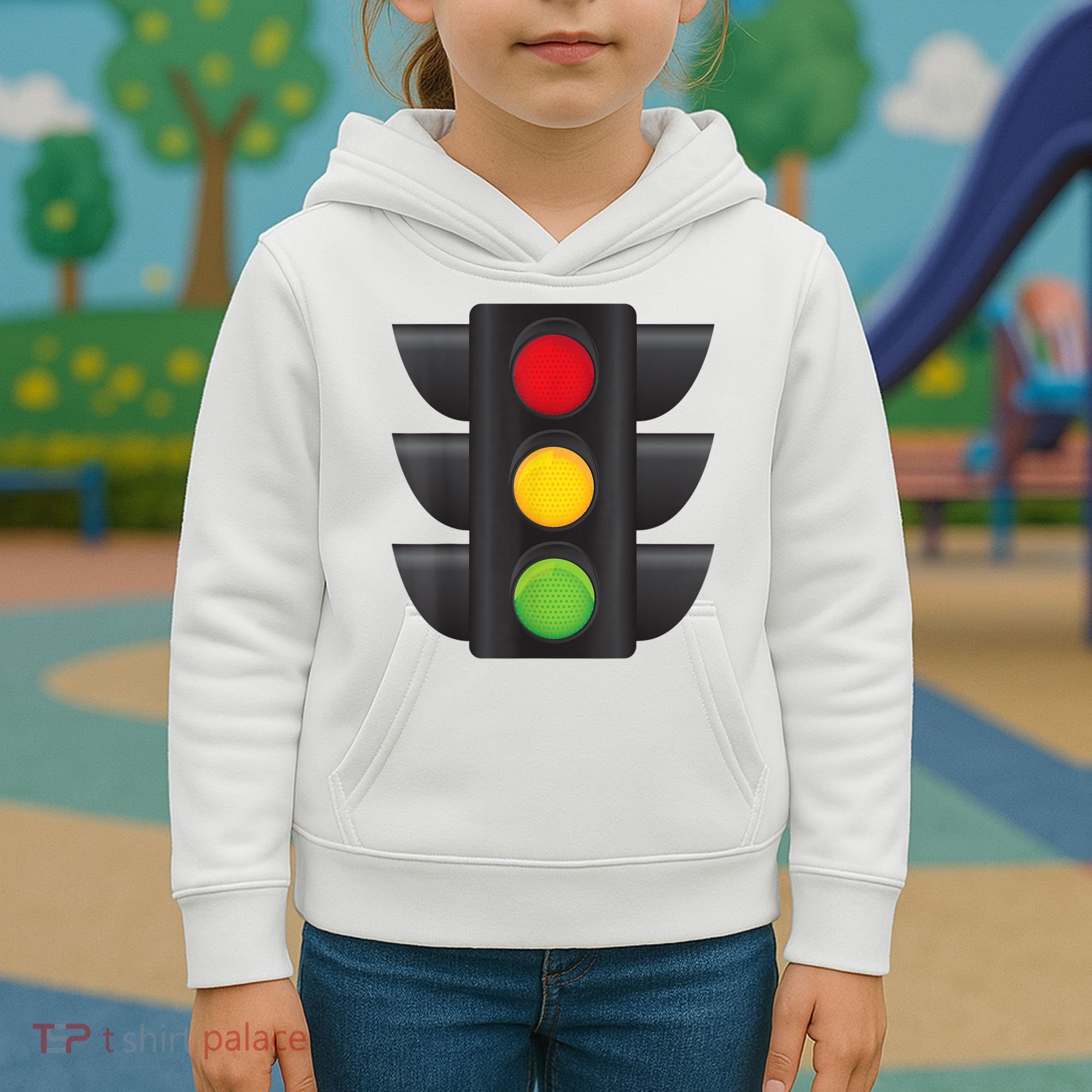 Traffic Light Halloween Costume Stop Go Green Yellow Red Kids Hoodie