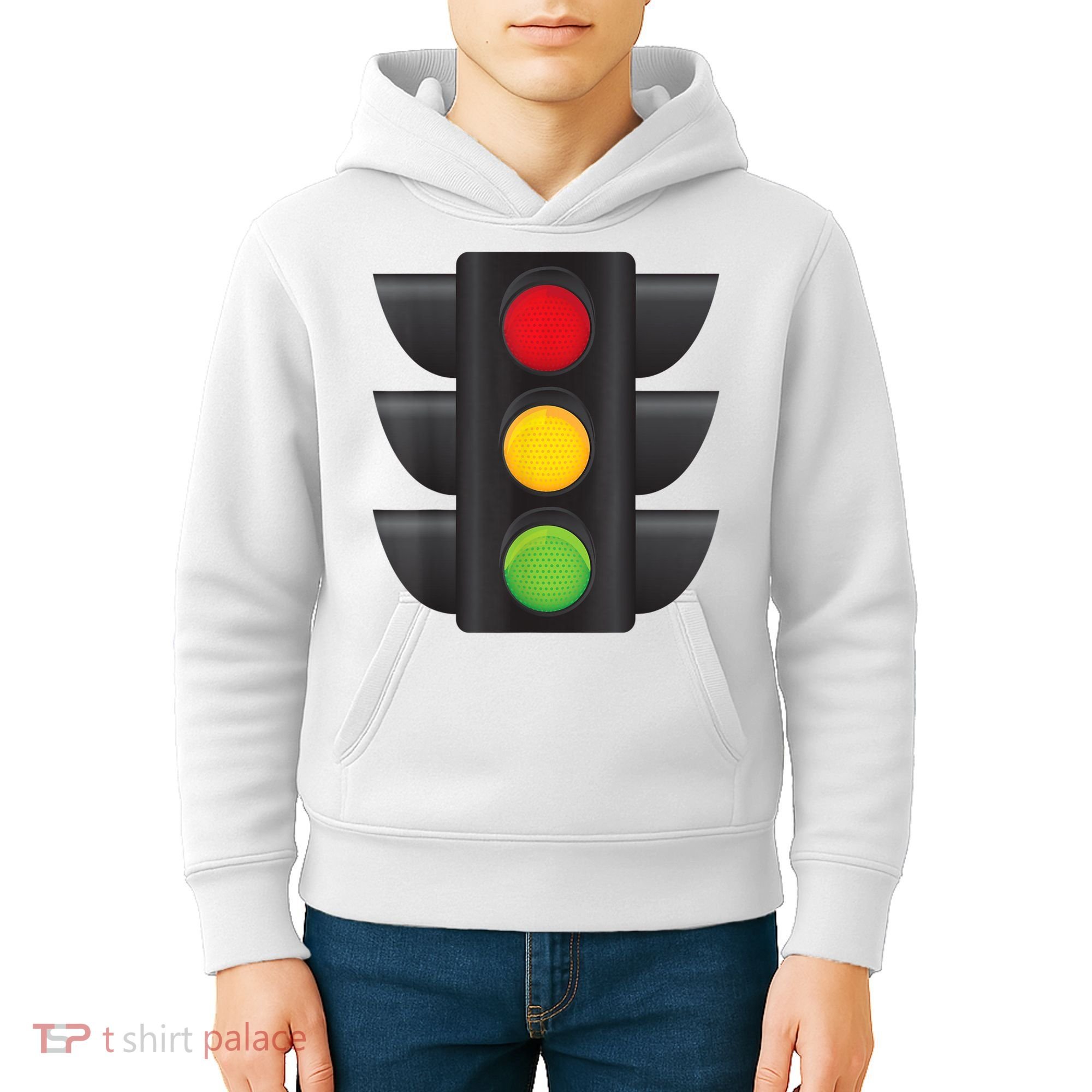 Traffic Light Halloween Costume Stop Go Green Yellow Red Kids Hoodie
