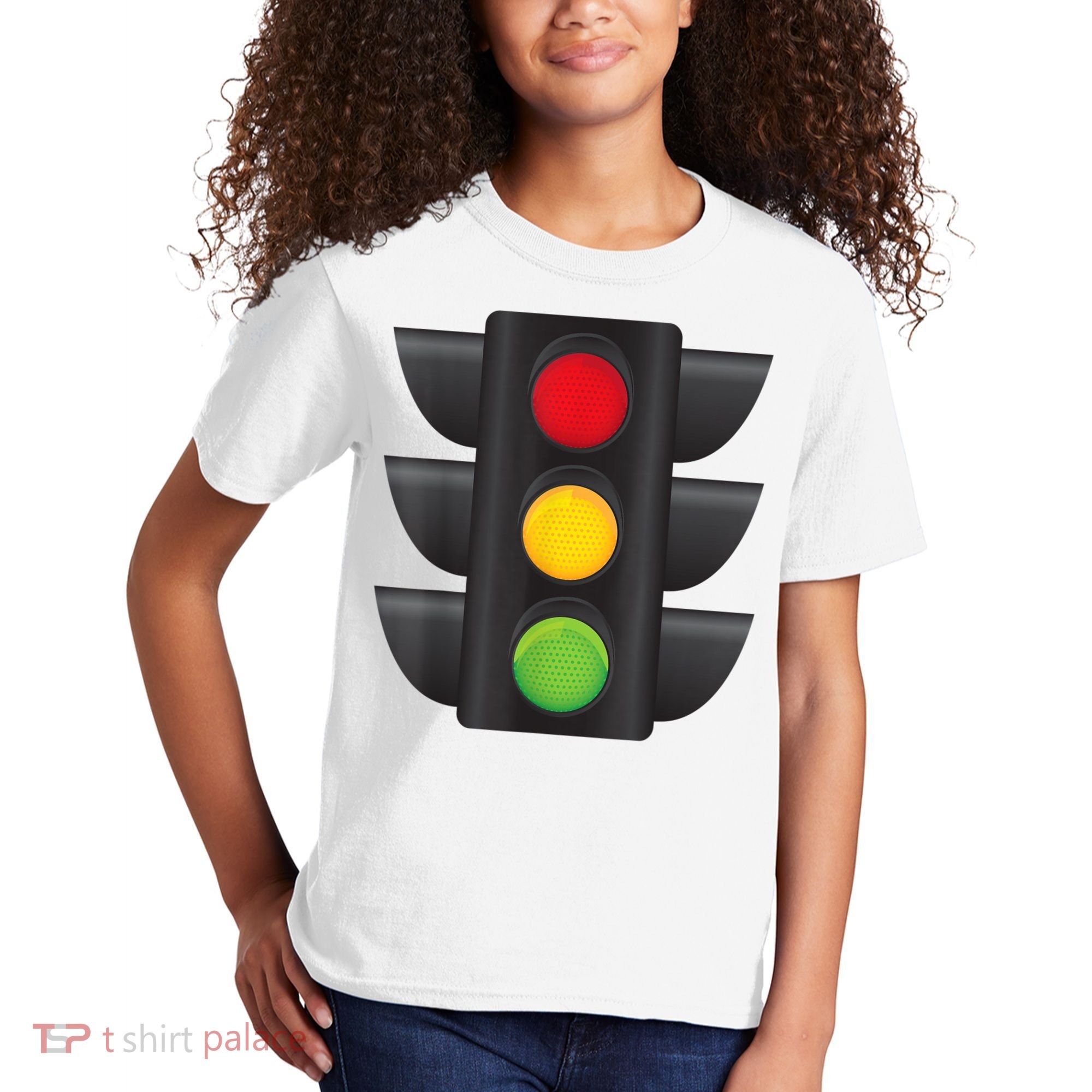 Traffic Light Halloween Costume Stop Go Green Yellow Red Kids T-Shirt
