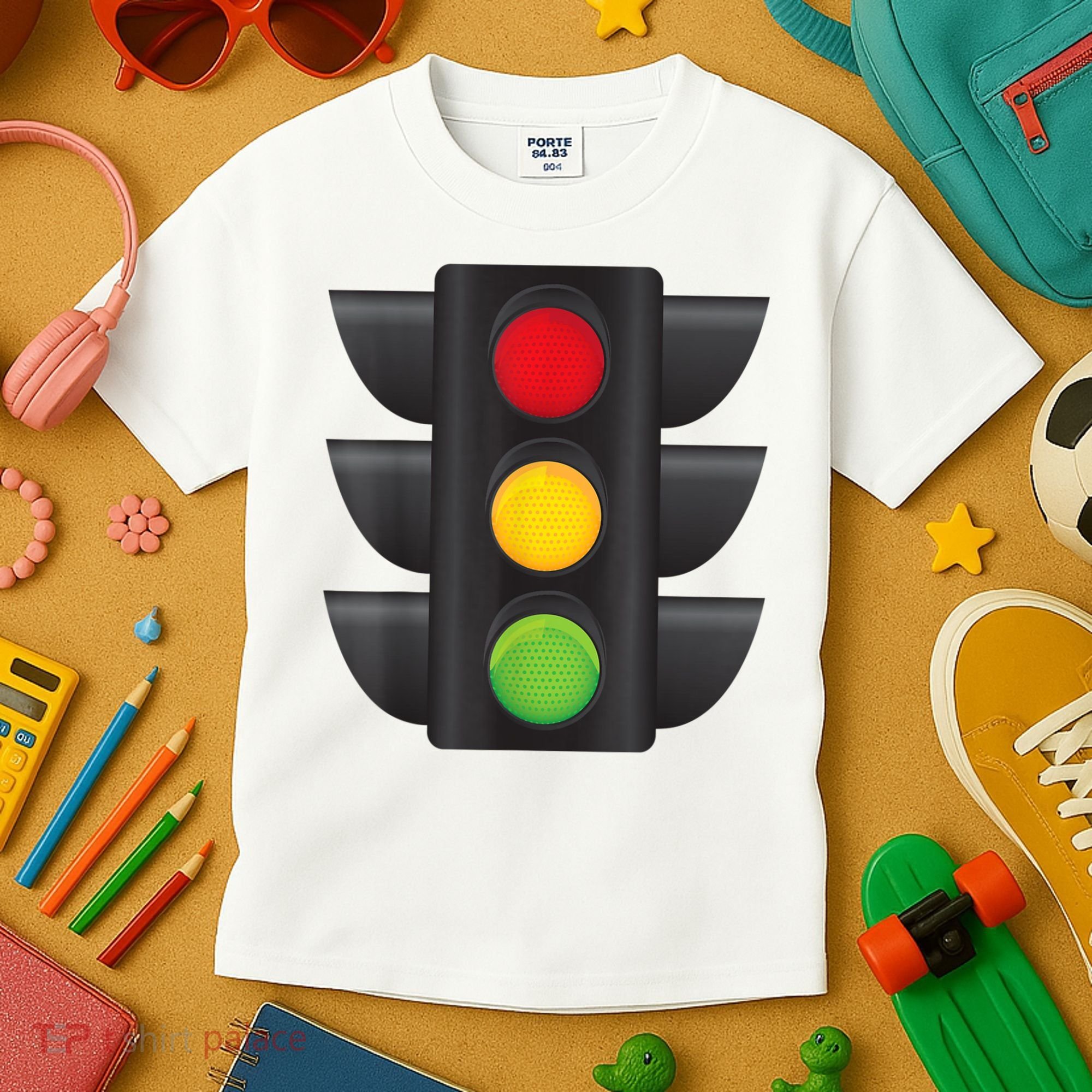Traffic Light Halloween Costume Stop Go Green Yellow Red Kids T-Shirt