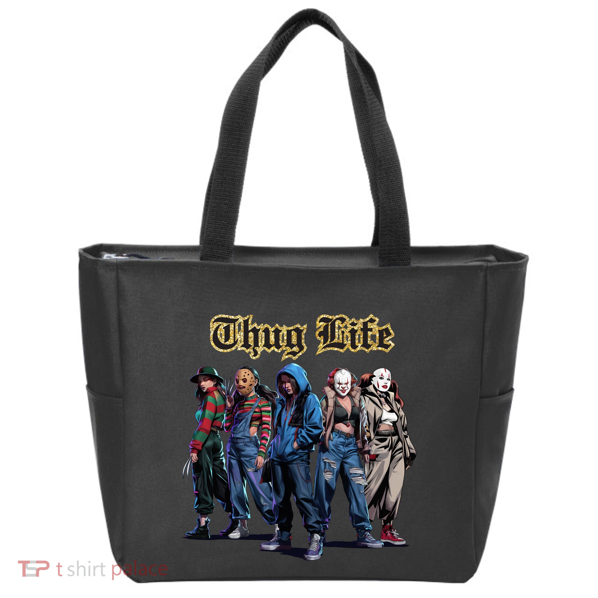 Thug Life Horror Characters Scary Movie Krueger Myers Pennywise Halloween Tote Bag