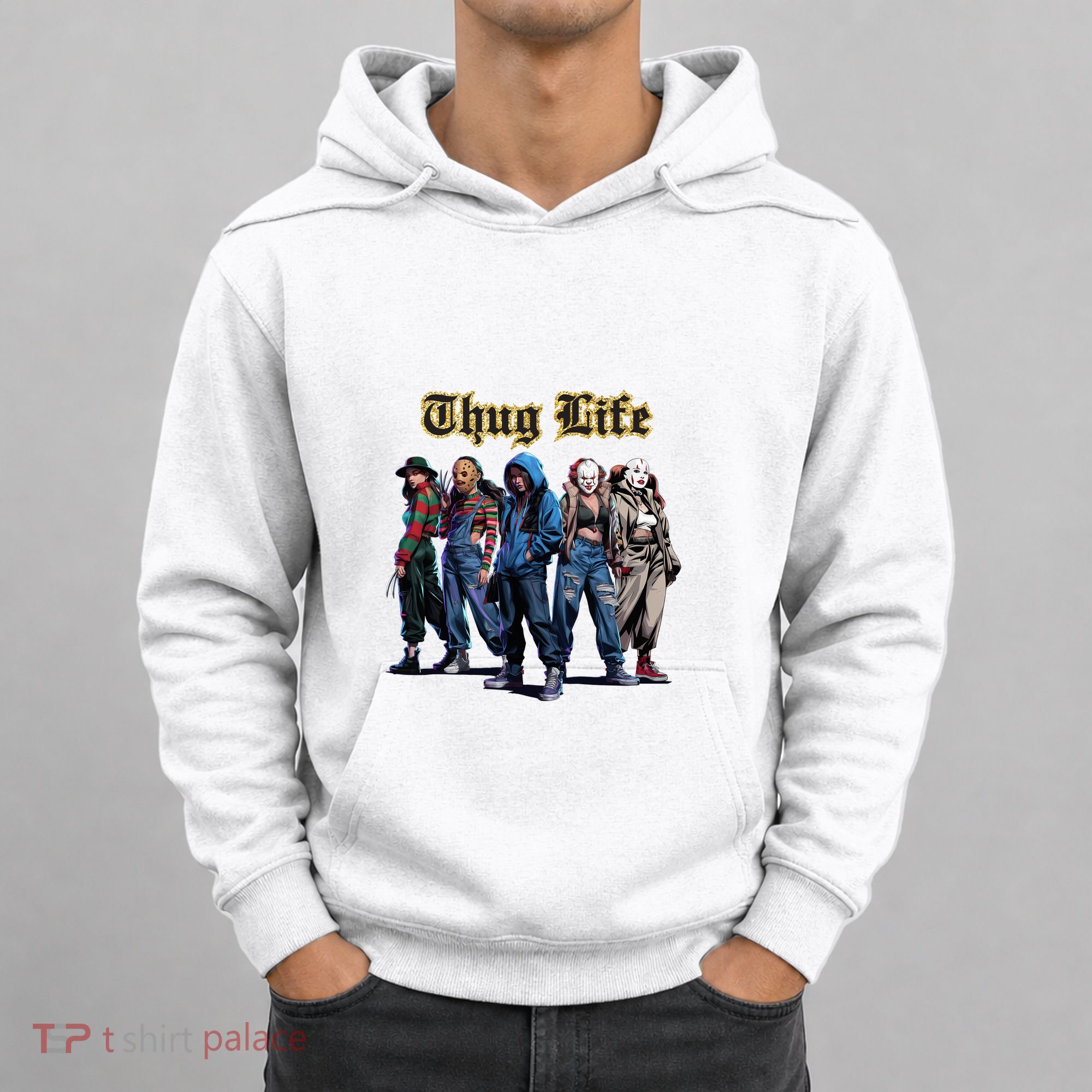 Thug Life Horror Characters Scary Movie Krueger Myers Pennywise Halloween Hoodie
