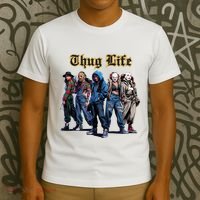 Thug Life Horror Characters Scary Movie Krueger Myers Pennywise Halloween T-Shirt thumb 3