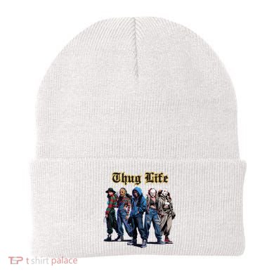 Thug Life Horror Characters Scary Movie Krueger Myers Pennywise Halloween Beanie
