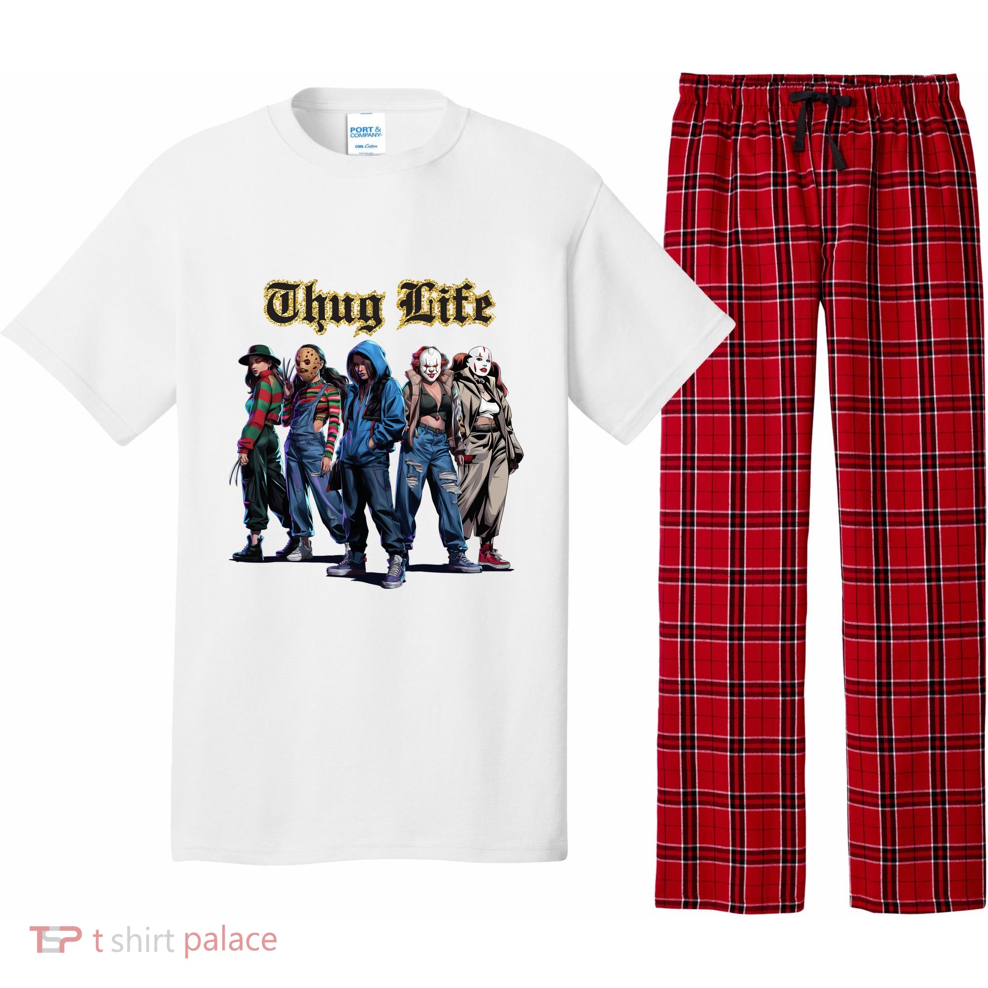 Thug Life Horror Characters Scary Movie Krueger Myers Pennywise Halloween Pajama Set