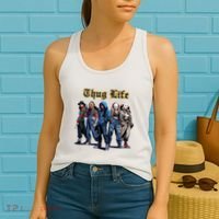 Thug Life Horror Characters Scary Movie Krueger Myers Pennywise Halloween Women's Tank Top thumb 2