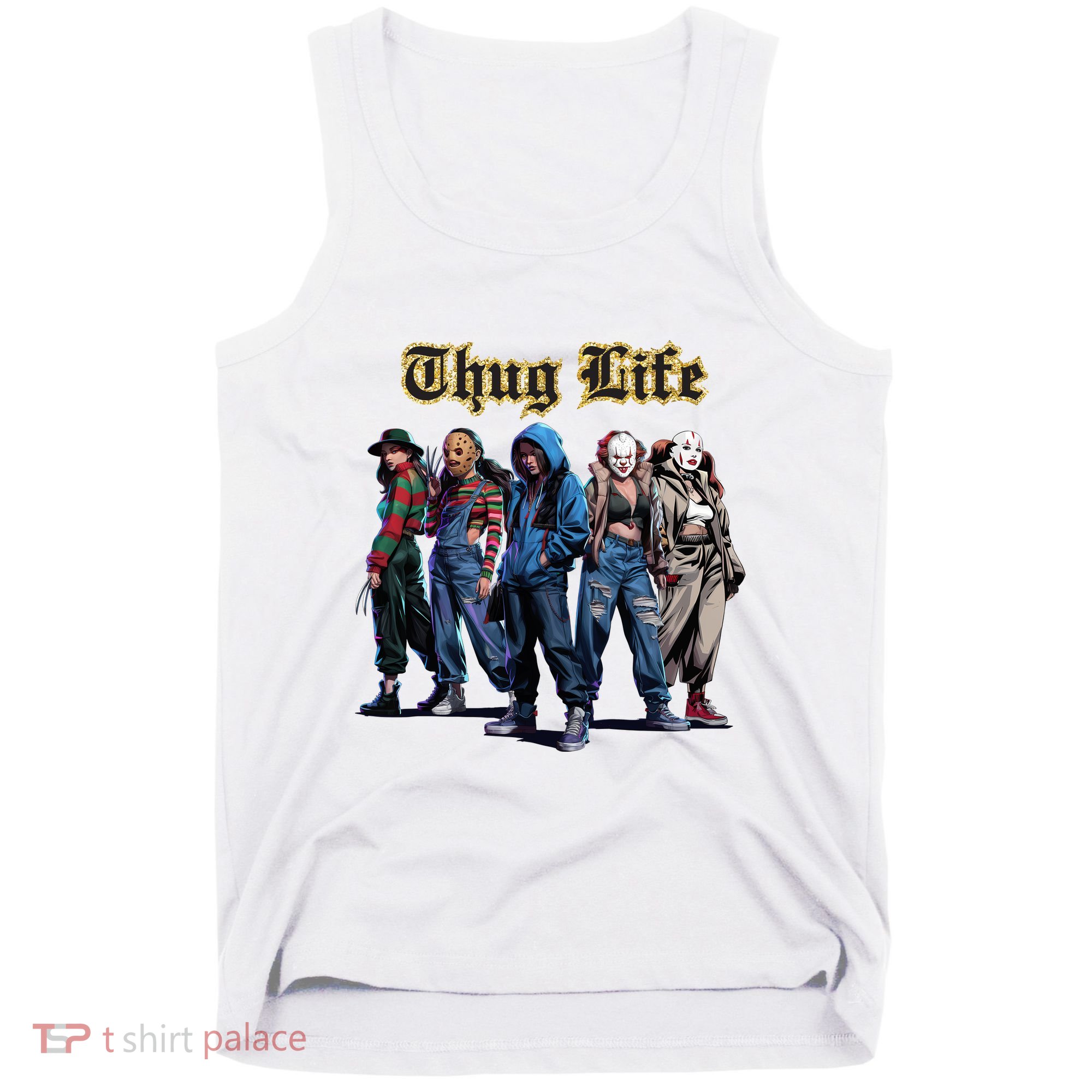 Thug Life Horror Characters Scary Movie Krueger Myers Pennywise Halloween Tank Top
