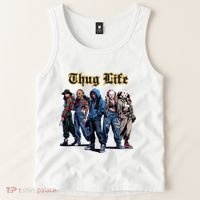 Thug Life Horror Characters Scary Movie Krueger Myers Pennywise Halloween Tank Top thumb 2