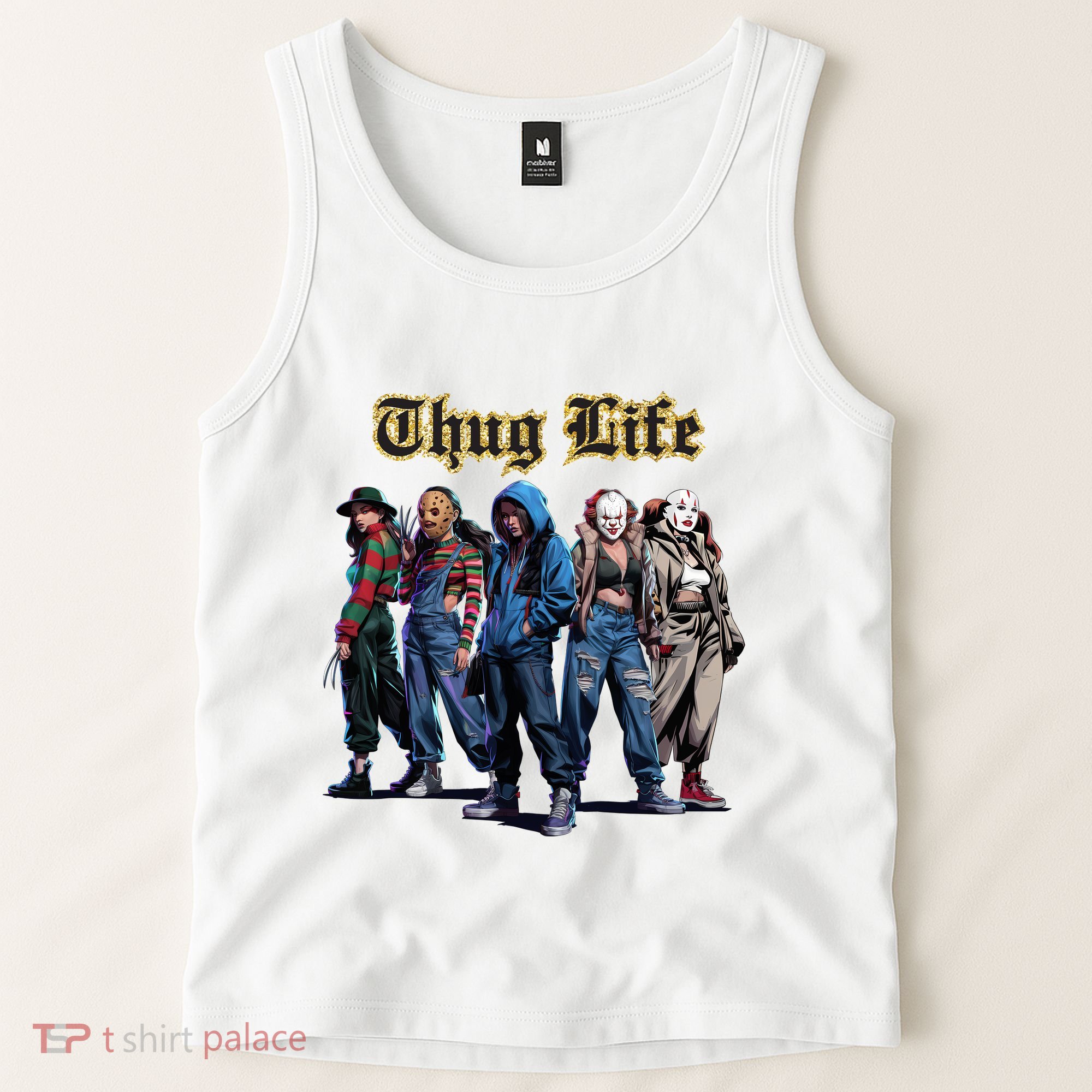 Thug Life Horror Characters Scary Movie Krueger Myers Pennywise Halloween Tank Top