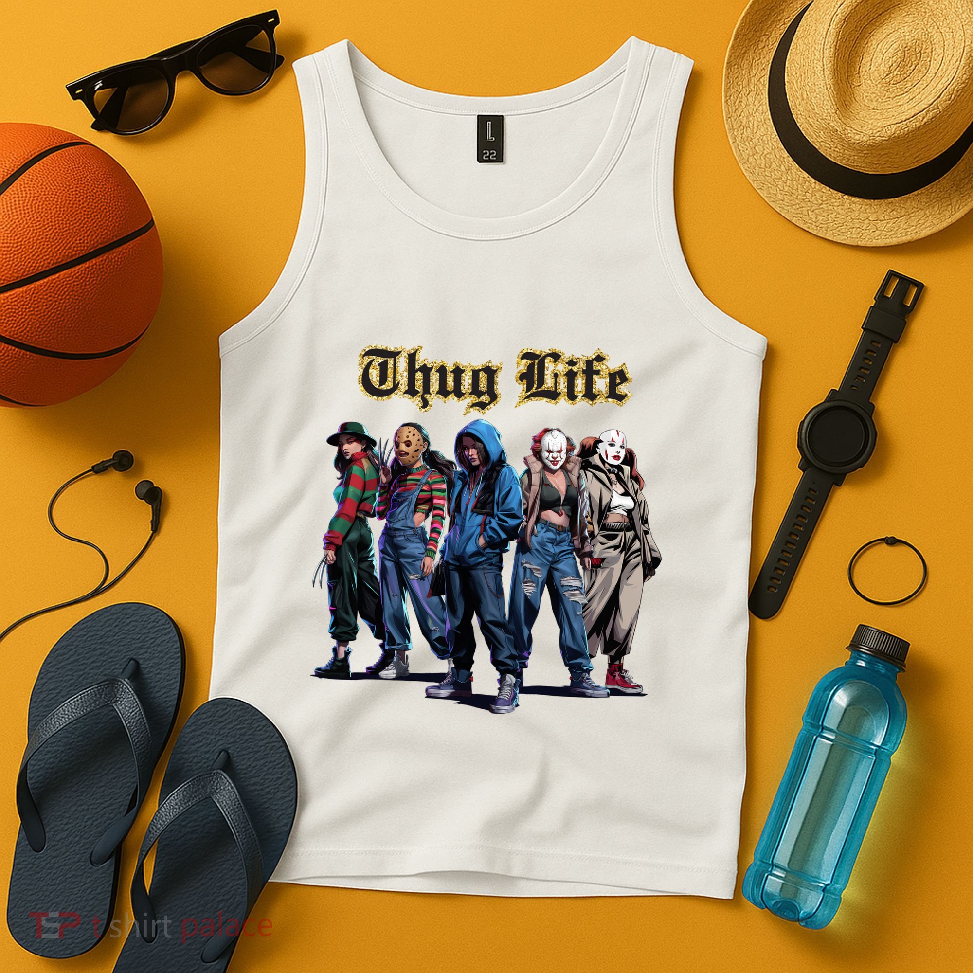 Thug Life Horror Characters Scary Movie Krueger Myers Pennywise Halloween Tank Top