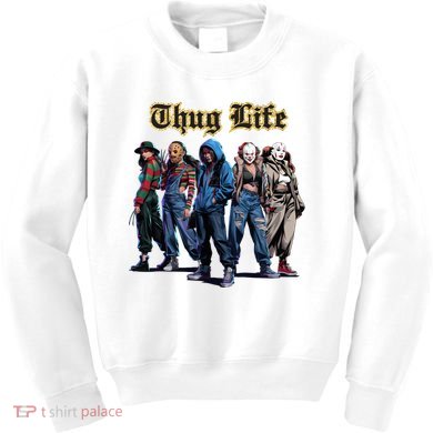 Thug Life Horror Characters Scary Movie Krueger Myers Pennywise Halloween Kids Sweatshirt