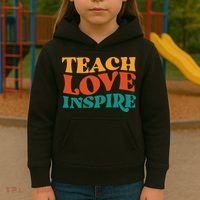 Teach Love Inspire Gift For Teacher Kids Hoodie thumb 3