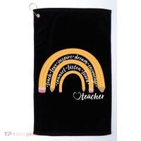 Teach Love Inspire Dream Encourage Teacher Love Golf Towel thumb 0