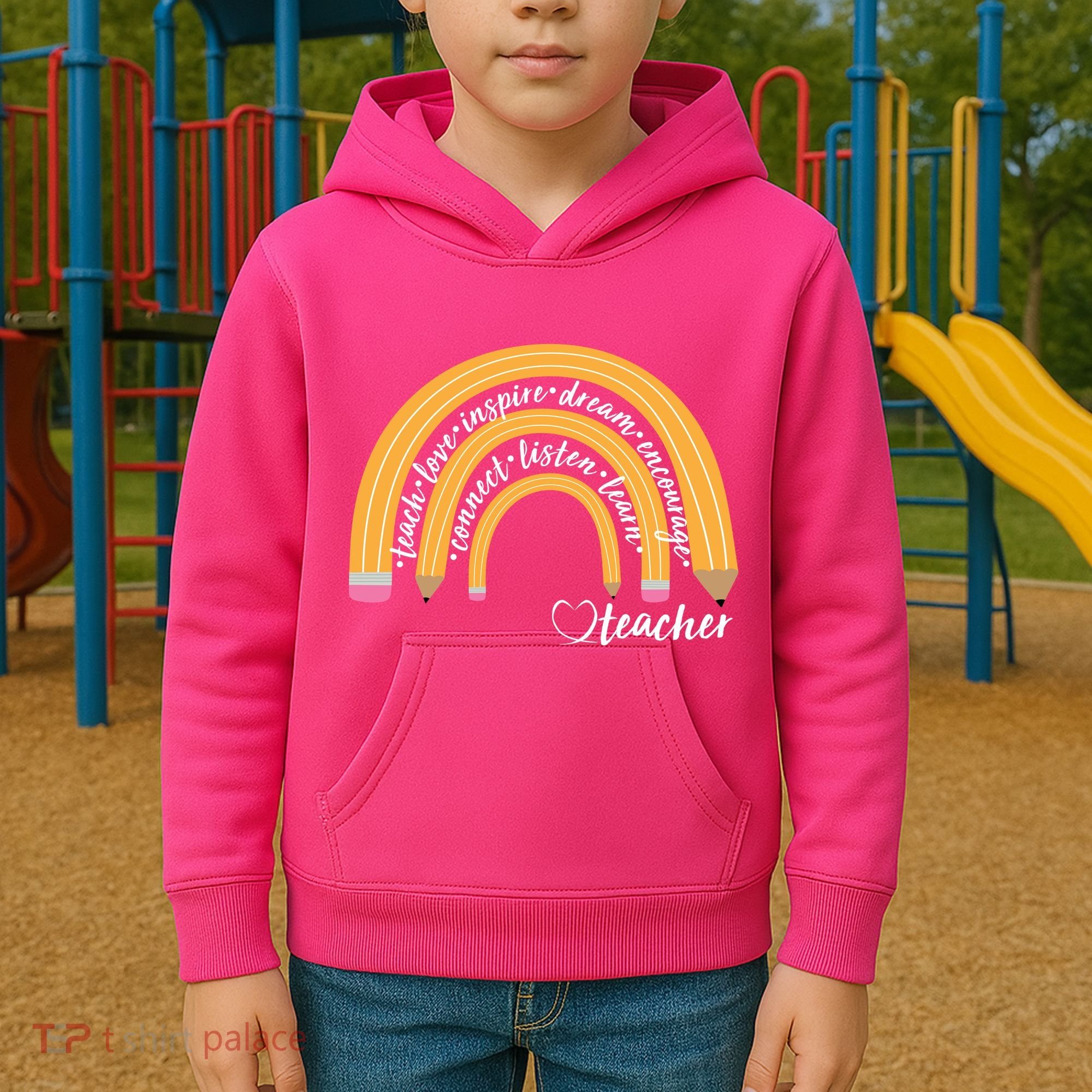 Teach Love Inspire Dream Encourage Teacher Love Kids Hoodie
