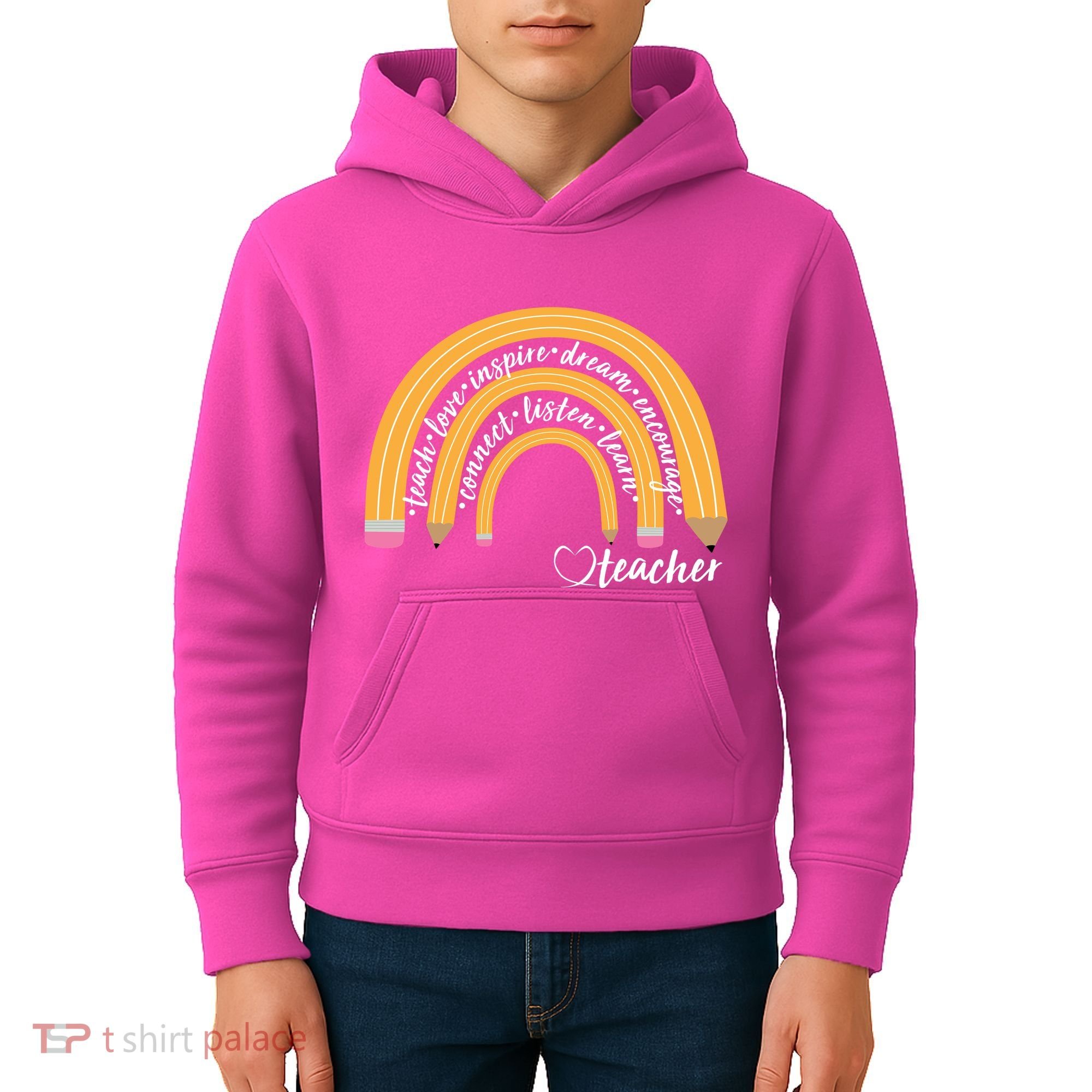Teach Love Inspire Dream Encourage Teacher Love Kids Hoodie