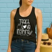 Teach Love Inspire Cute Gift For Teacher Women's Tank Top thumb 2