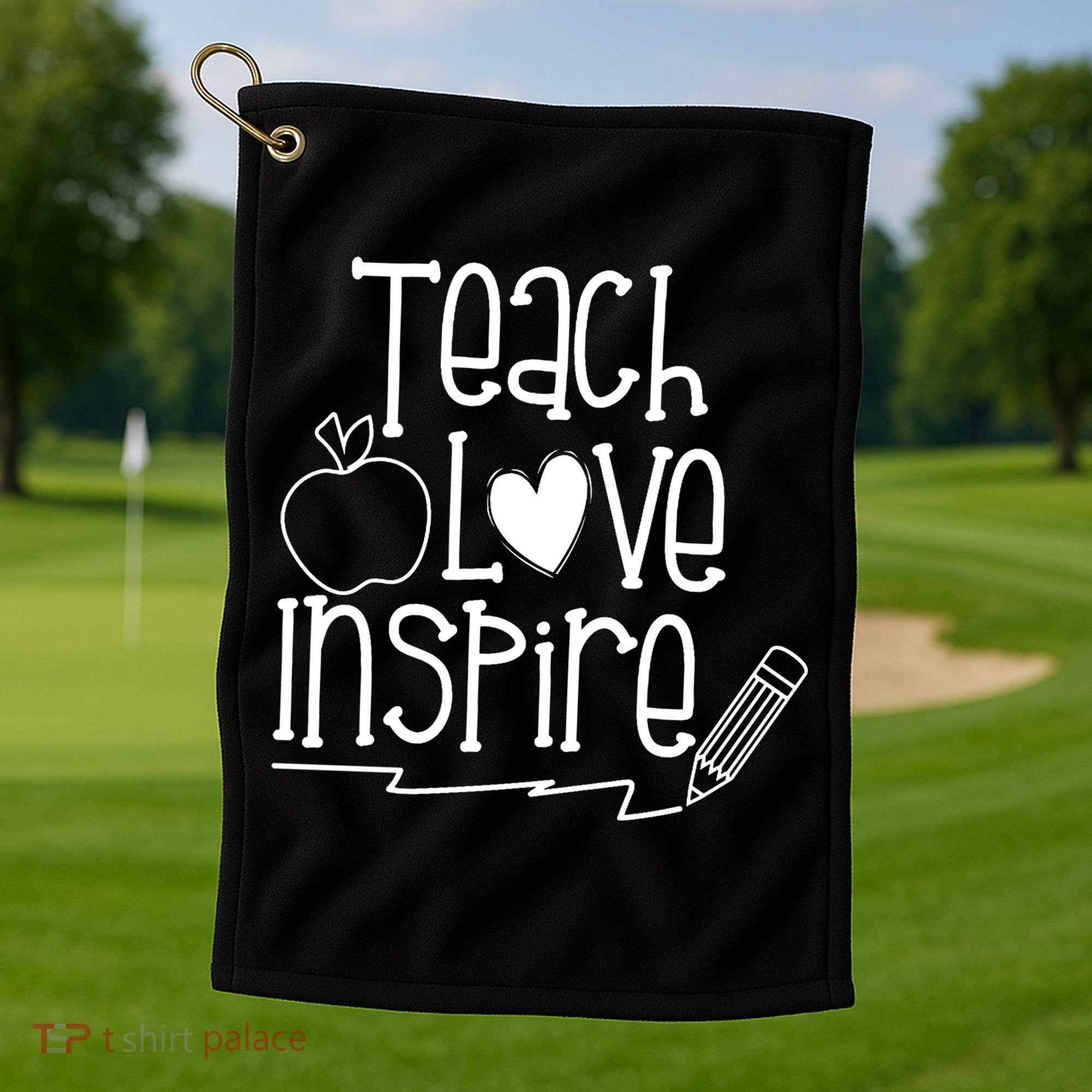 Teach Love Inspire Cute Gift For Teacher Golf Towel