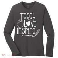 Teach Love Inspire Cute Gift For Teacher Women's Long Sleeve Shirt thumb 0