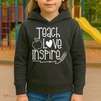 Teach Love Inspire Cute Gift For Teacher Kids Hoodie thumb 3