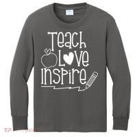 Teach Love Inspire Cute Gift For Teacher Kids Long Sleeve Shirt thumb 0