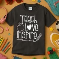 Teach Love Inspire Cute Gift For Teacher Kids T-Shirt thumb 3