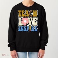 Teach Love Inspire Retro Gift For Teacher Women's Sweatshirt thumb 0