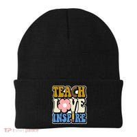 Teach Love Inspire Retro Gift For Teacher Beanie thumb 0