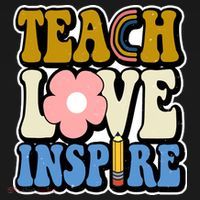 Teach Love Inspire Retro Gift For Teacher Women's Hoodie thumb 2