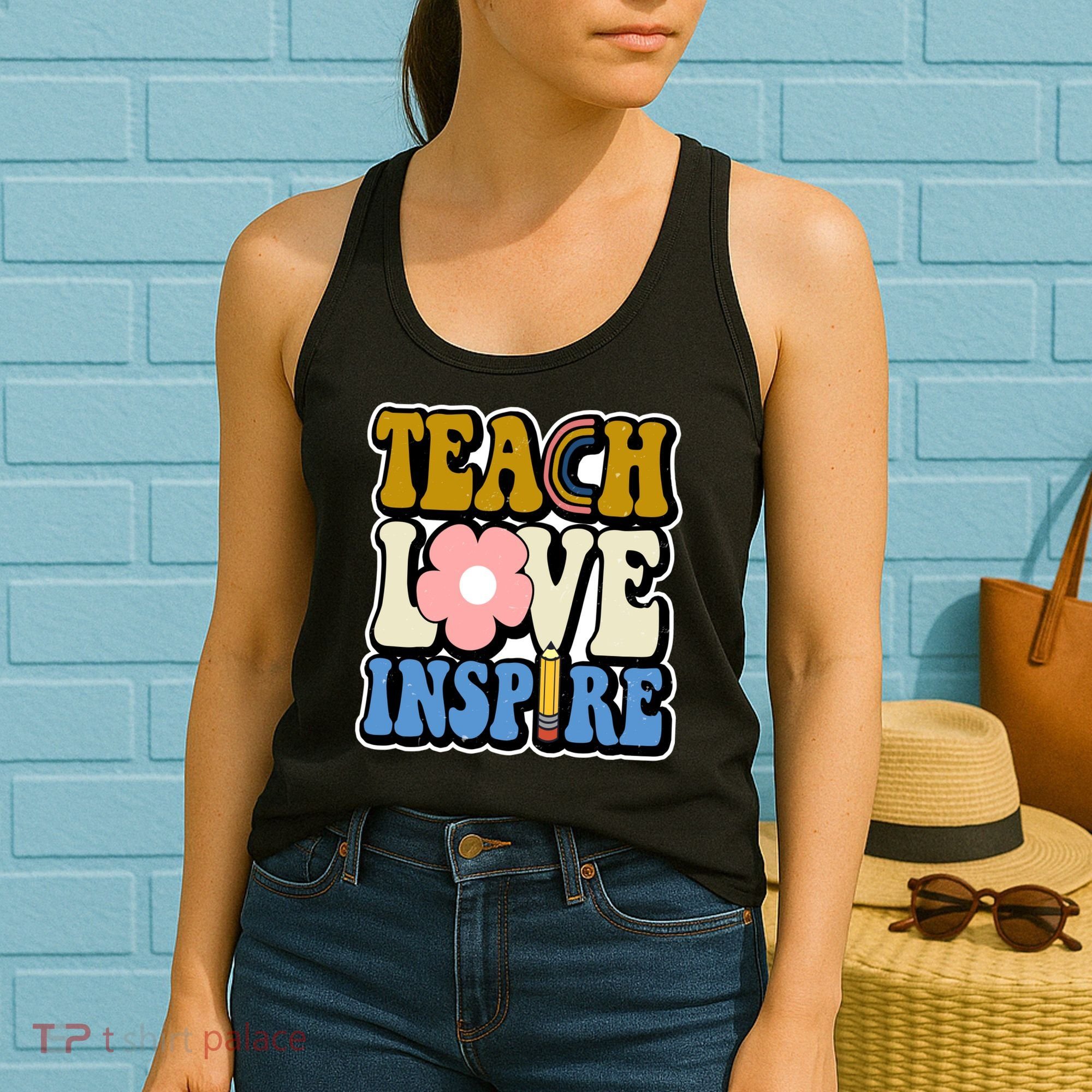 Teach Love Inspire Retro Gift For Teacher Women's Tank Top