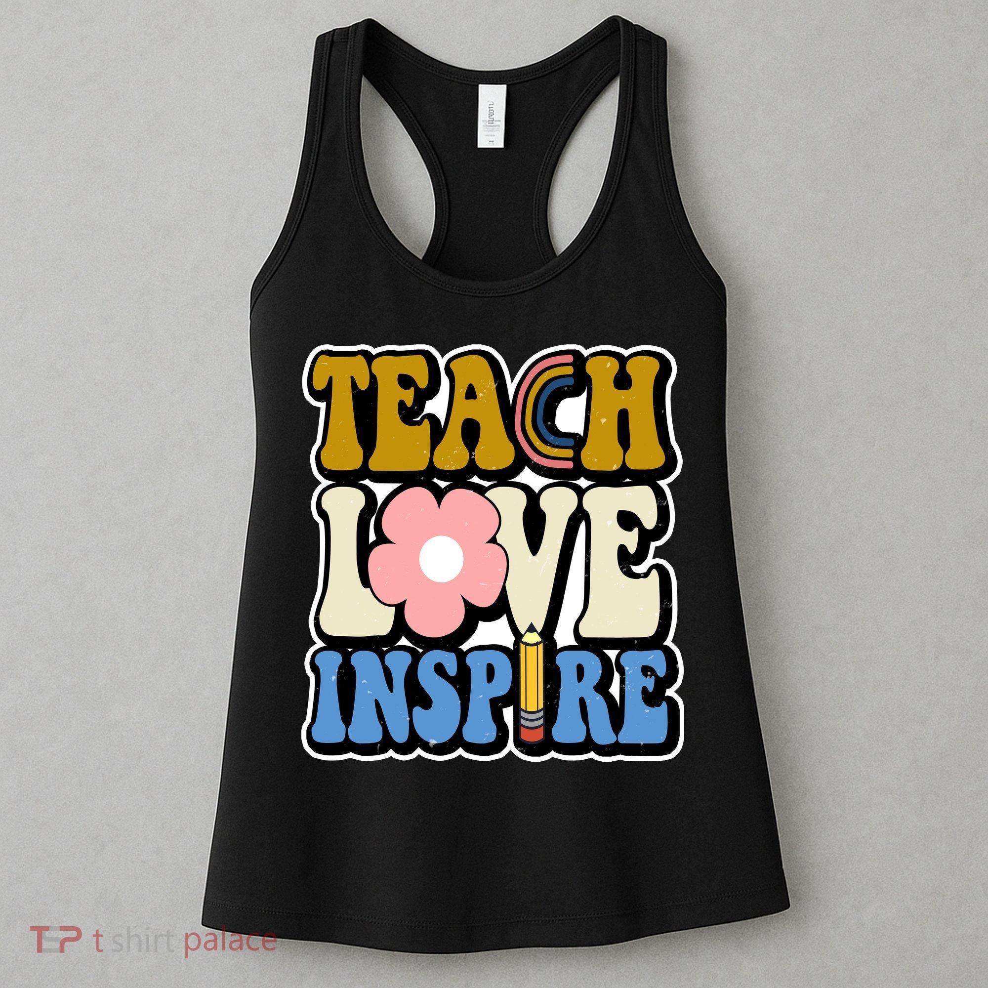 Teach Love Inspire Retro Gift For Teacher Women's Tank Top