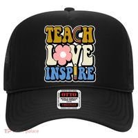 Teach Love Inspire Retro Gift For Teacher Hat thumb 0