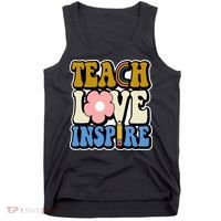 Teach Love Inspire Retro Gift For Teacher Tank Top thumb 0