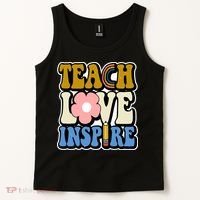 Teach Love Inspire Retro Gift For Teacher Tank Top thumb 2