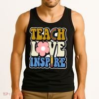 Teach Love Inspire Retro Gift For Teacher Tank Top thumb 3