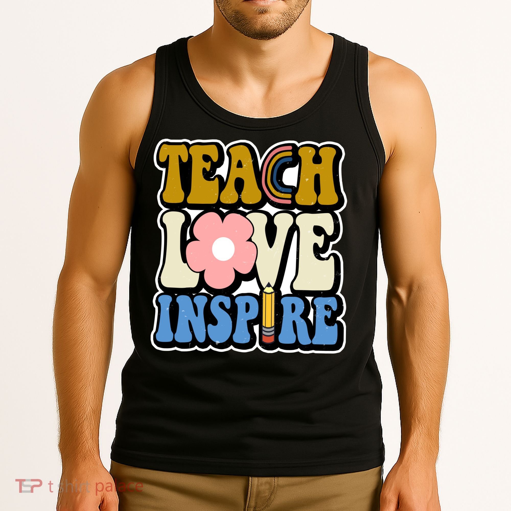Teach Love Inspire Retro Gift For Teacher Tank Top