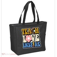 Teach Love Inspire Retro Gift For Teacher Tote Bag thumb 2