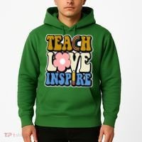 Teach Love Inspire Retro Gift For Teacher Hoodie thumb 2