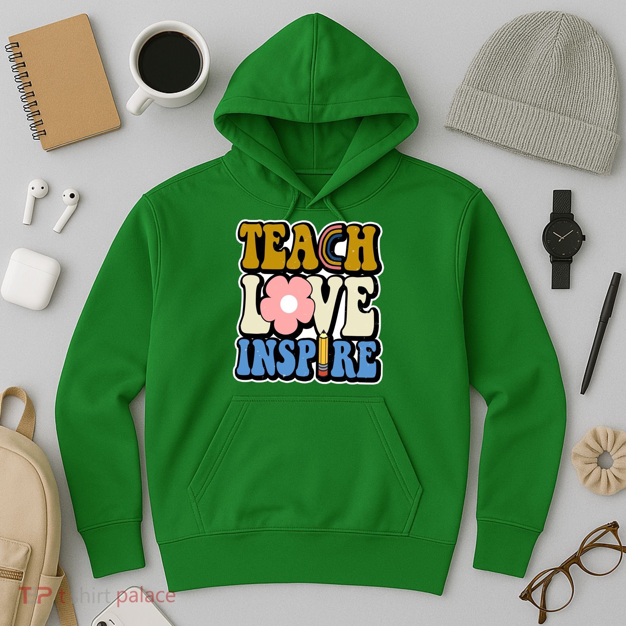Teach Love Inspire Retro Gift For Teacher Hoodie