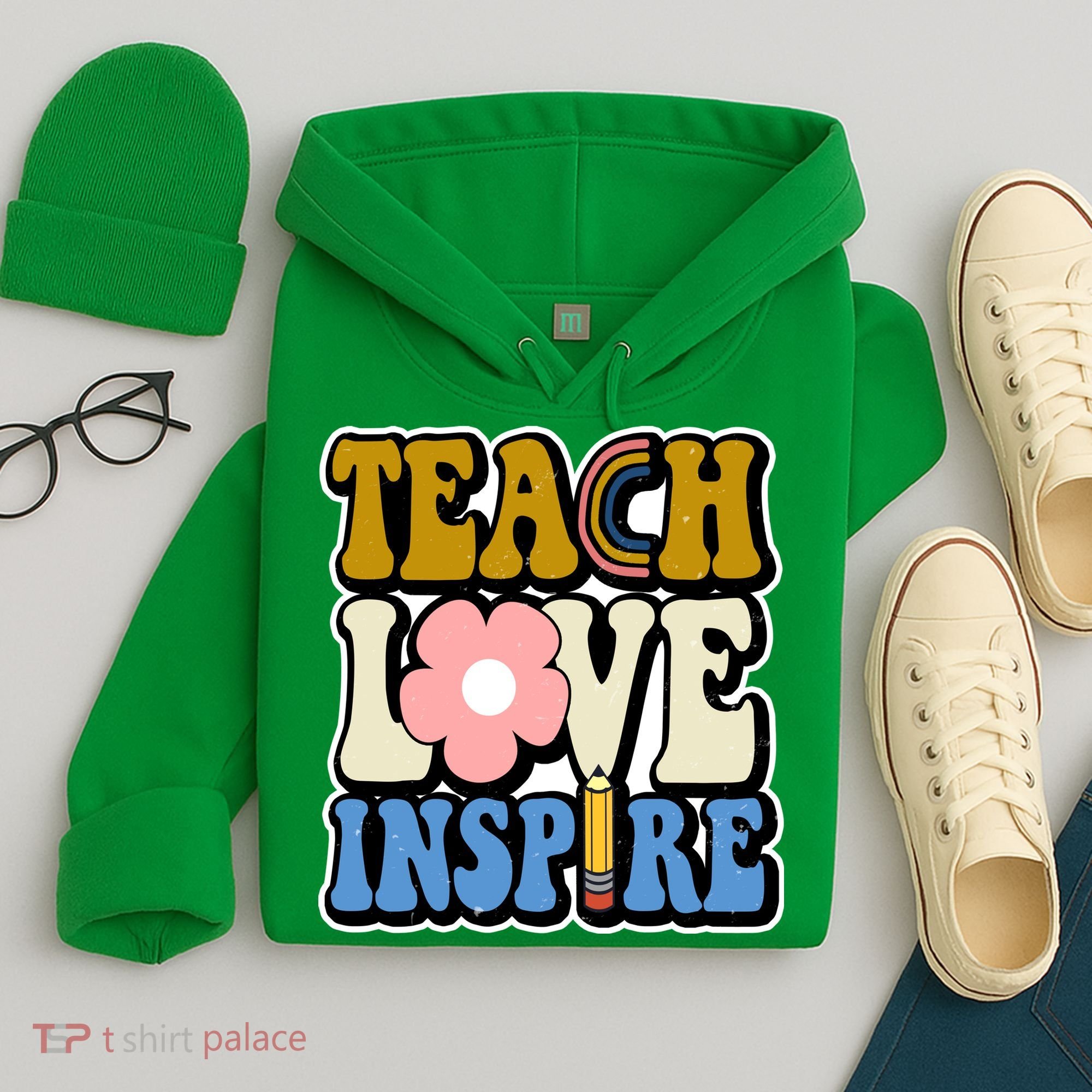 Teach Love Inspire Retro Gift For Teacher Hoodie