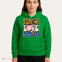Teach Love Inspire Retro Gift For Teacher Hoodie thumb 5