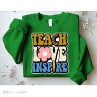 Teach Love Inspire Retro Gift For Teacher Sweatshirt thumb 2