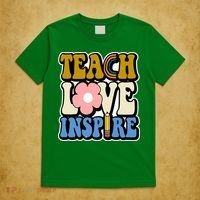 Teach Love Inspire Retro Gift For Teacher T-Shirt thumb 5