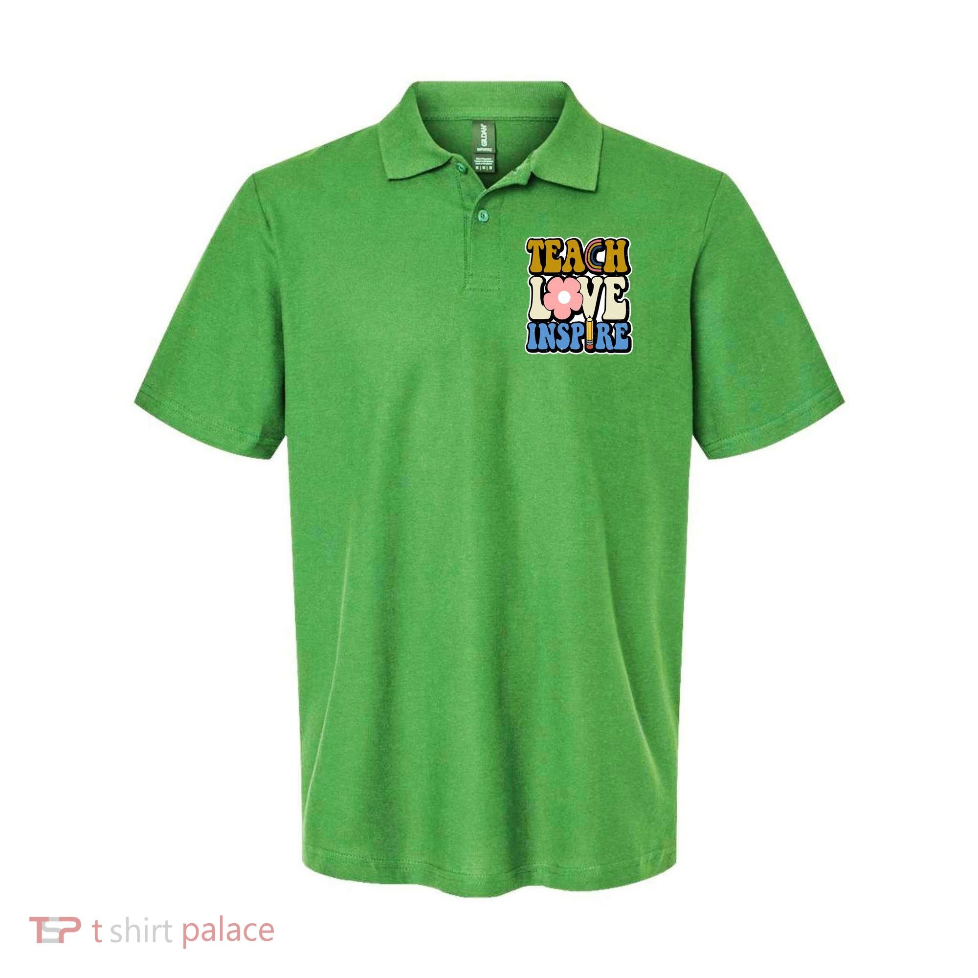 Teach Love Inspire Retro Gift For Teacher Polo